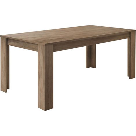 MERCURE - Table Repas 180cm Plateau et Pieds Aspect Chêne Mercure