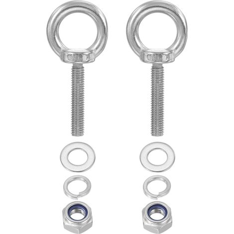 2 Pièces M8 x 40mm Boulon À Oeil Avec Écrou Pour Hanging Argent (1/5)