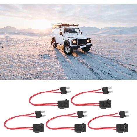 Ensemble de 5 connecteurs porte-fusibles automobiles, ATM 20 ampères 16AWG, porte-fusible à lame mini mince standard avec 5 fusibles à lame, ACL grande taille 29,2 mm. (1/5)