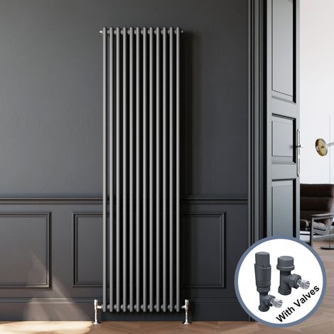 ELEGANT 1800 x 554 mm Anthracite Traditional Tall Bar Rads Efficient Panel Designer Bathroom Radiator 2 Column + Anthracite Thermostatic Radiator Valves (1/5)