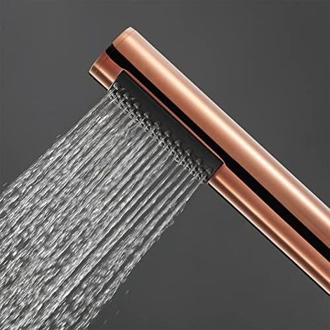 royaluxe - Pommeau De Douche À Main en Or Rose, Douchette À Main Ronde Murale, Pommeau De Douche en Laiton avec Tuyau en Acier Inoxydable De 59 Pouces (1/5)
