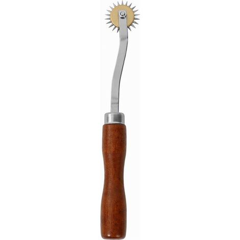 Molette à tracer en acier inoxydable pour cuir et tissu, roulette à marquer les coutures et les patrons, manche en bois teinte noyer (1/4)