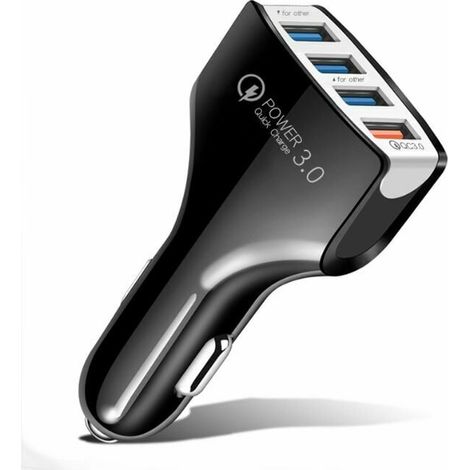 4usb multi-fonctions chargeur de voiture sans fil chargeur de téléphone portable de voiture chargeur de voiture multi-port chargeur de voiture en gros noir 2.4A-4USB (1/3)