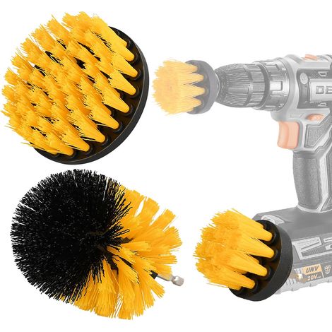 Bohrreinigungsbürste, 3-teilige Bohrbürste, rotierende Reinigungsbürste, Oberflächenbohren, Badezimmer, Dusche, Fliesen, Küche, Teppich, Auto