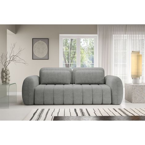 Sofa 3-Sitzer mit Schlaffunktion CARIA in Stoff Quelle Grau (1/5)