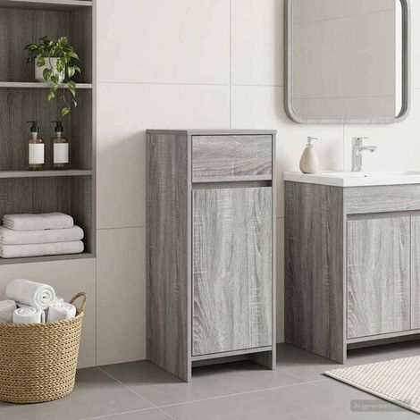 Armoire de salle de bain Sonoma Gris 35 x 36,5 x 85 cm, Meuble Mural, Design Moderne (1/5)