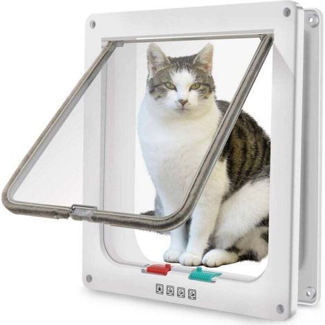 Chatière à 4 voies pour chats et petits chiens – Dimensions extérieures 28 x 24,9 x 5 cm – Plastique ABS – Installation facile (1/5)