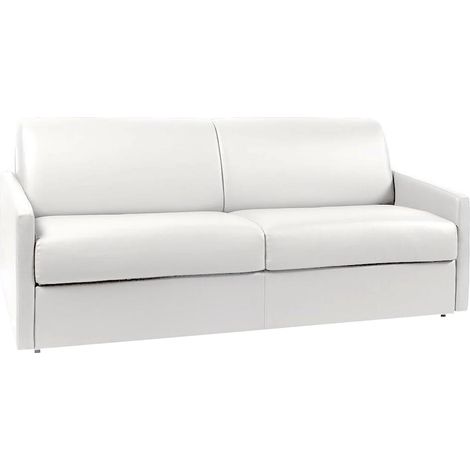 Canapé 4 places convertible express en simili blanc - Couchage 160 cm - Matelas 18 cm CALIFE (1/3)