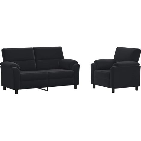 Set di divani 2 pcs Nero Velluto vidaXL