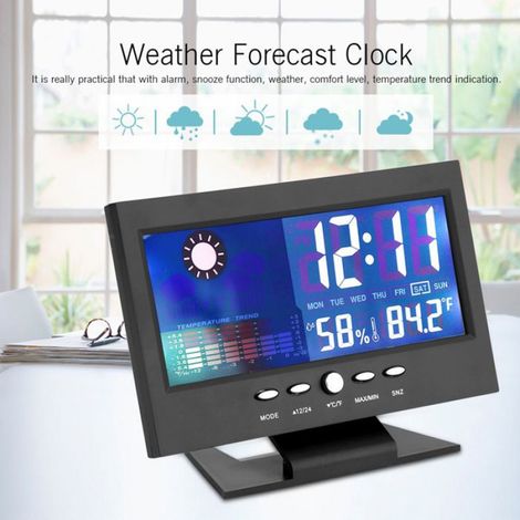 Horloge de température et d'humidité Compteur numérique de température et d'humidité, horloge, alarme, jardin accessoire (1/5)