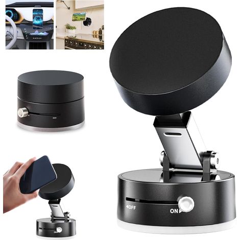 Per supporto portatile magnetico per telefono da auto - Pieghevole e portatile - Facile da usare e durevole - Versatile - Adatto per palestra, cucina, bagno, auto - Supporto per telefono da auto nero (1/5)
