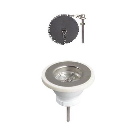 Abflussventil für Spüle mit Edelstahlgitter ø60mm mit Stöpsel - Wirquin