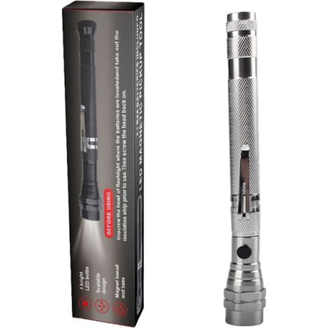 Outil De Ramassage Magnetique Led Telescopique - Alliage D'aluminium - 360° Flexible - Eclairage Integré - Pour Espaces Sombres Et Zones Difficiles D'acces - 1 Piece (1/2)