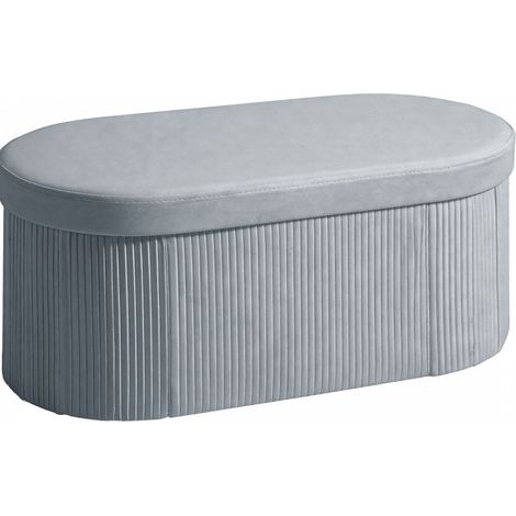 Banc de rangement pliable en velours gris foncé 76 x 38 x 35 cm (1/5)