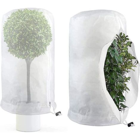 Lot de 2 protections hivernales pour plantes, protection contre le gel, grand sac pour plantes en pot, 60 x 80 cm (1/5)