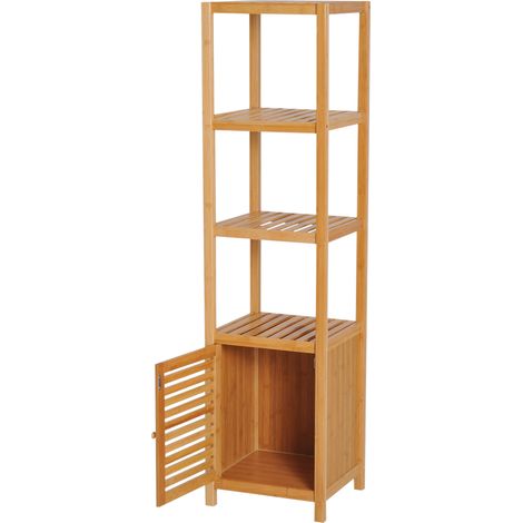 Échafaudage à tours en bambou 4 niveaux + Armoire à porte 36x33x140cm (1/5)