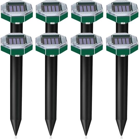 Anti Taupe Solaire Vibration et Ultrasons 8 Pièces,Repulsif Taupe Ultrason Solaire,Répulsif Serpent Ultrason avec IP65 Imperméable,Repousse Les Taupes et Autres Rongeurs pour Le Jardin et Extérieur (1/5)