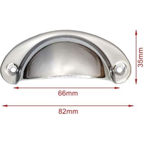 12 Poignée de Coquille Vintage pour Tiroir Armoire Meuble Cuisine, Fer Incurvé Bouton de Porte de Placard Retro 8,2 cm x 3,5 cm Argent- (1/4)