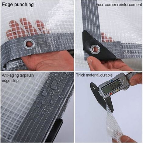 Bâche transparente avec œillets, protection contre la pluie, pour poulailler, pépinière, serre, jardin, blanc (taille : 2 x 2 (1/4)