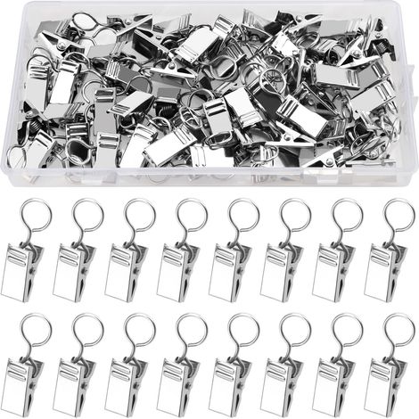 50 Pièces Pinces à Rideaux en Métal, Pince Rideaux Decoration Crochets de Suspension, Clips de Rideaux, pour Chambre à Coucher, Salle de Bains, Décoration de la Maison, Argent (1/5)