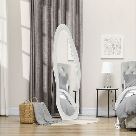 Standspiegel 50 x 160 cm aus weißem Glas, Ganzkörperspiegel, ohne Montage – MEUBLIV (1/5)