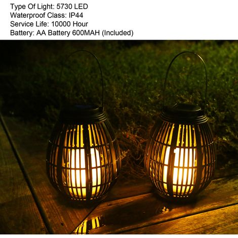 Solarbetriebene LED-Außenlaterne, dekorative, wasserdichte Rattanlampe für Terrasse, Garten, Einfahrt und Hof (1/5)