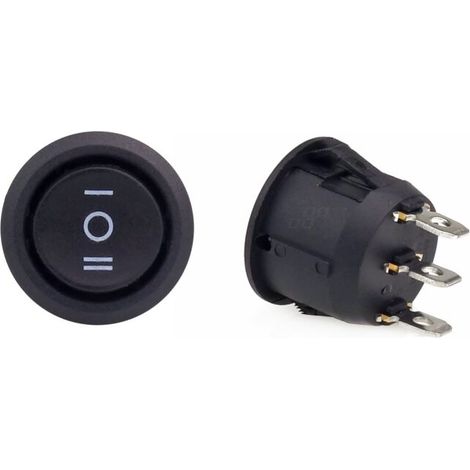 Interrupteur rond noir 12V 230V BU03 AMIO-03614