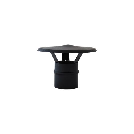 Ala fumaiolo comignolo a cappello cinese in acciaio nero d. 10 con attacco maschio per tubi per stufe a Pellet Nero Opaco 10 cm