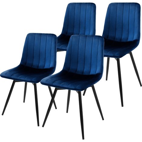 ML-Design Esszimmerstühle 4er Set drehbar, Küchenstühle gepolstert, Samt, Essstühle mit Rückenlehne, Stahlbeine, Polsterstuhl modern, 360° Drehstuhl, Stühle für Wohnzimmer Küche Esszimmer, Dunkelblau (1/5)
