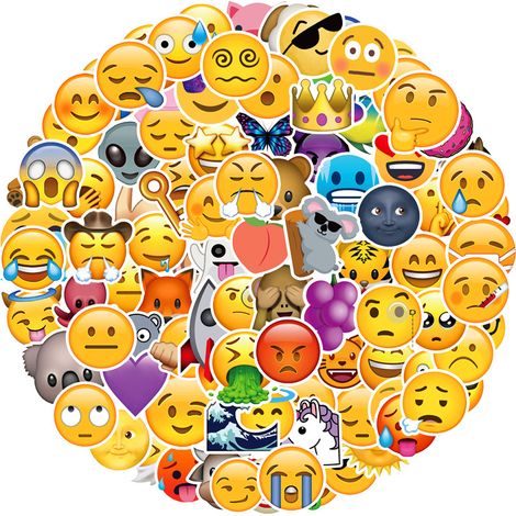 200 autocollants emoji, autocollants emoji mignons de dessin animé, autocollants en vinyle amusants avec des visages souriants, adaptés aux ordinateurs portables, bouteilles d'eau, valises, cahiers, v (1/5)