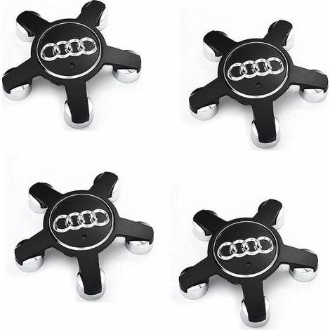 Jeu de 4 caches-moyeux 135 mm pour enjoliveurs Audi ABS noir Remplacement pour modèles A4, A5, A6, Q5, Q7 - 4f0601165 (1/5)