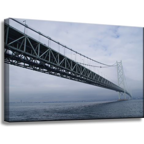 Leinwanddruck Architektur Brücke Japan 60x40 Asien Meer im Nebel