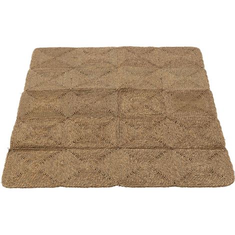 Tapis carré en corde tissée effet naturel pour salon élégant - Naturel corde tressée beige marron (1/4)