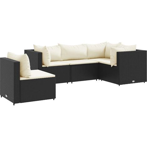 Maison Exclusive - 5-tlg. Garten-Lounge-Set mit Kissen Schwarz Po
