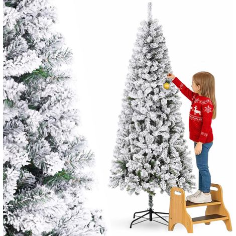 Albero di Natale Innevato Super Folto Pino Slim Salvaspazio Saint Moritz 210 Cm (1/5)
