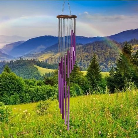 Wunderschönes lila Windspiel zur Dekoration des Gartens - 18 Aluminiumrohre und S-Haken inklusive. - Crezuo