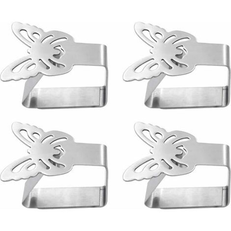 Set mit 4 Tischdeckenklammern aus Edelstahl, Tischdeckenklammern, Tischdeckenhalterungen (Schmetterlingsform) (1/4)