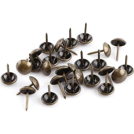 QAZQA Clous d'ameublement 50 pièces, clous d'ameublement, clous décoratifs de meubles en bronze épingles à ongles, goujon à tête ronde, punaises pour canapé-lit ou autres meubles(11 × 17 mm)