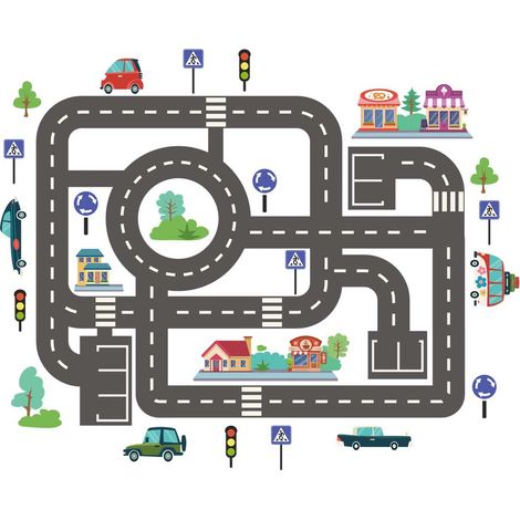 Autocollant de sol decoratif pour chambre de voiture de route a