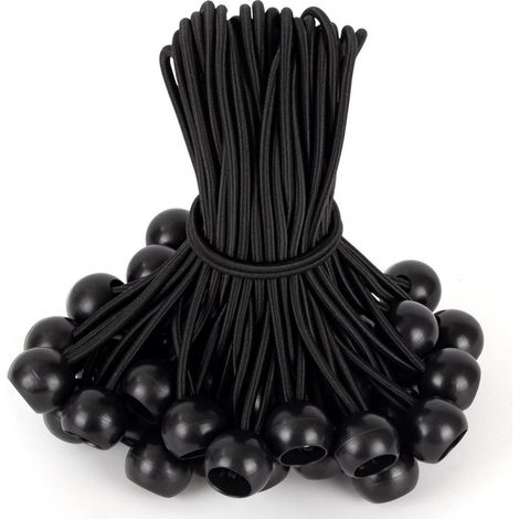 Spanngummis mit Kugel 15cm, 50 Stück, UV-beständig, Schwarz (1/5)