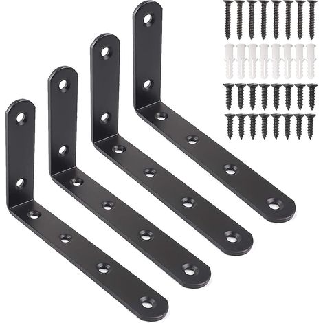 L-förmige Wandhalterungen für Regale, 4er-Set, ideal zur Dekoration von Regalen, Küchenschränken, Schlafzimmern und Kleiderschränken. Dime-AquaForge