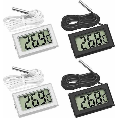 Mini-Digital-LCD-Thermometer mit Temperaturfühler (2x Schwarz, 2x Weiß) (1/4)