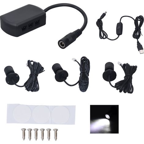 spots LED USB 5V pour vitrine intensité réglable de 1 à 3