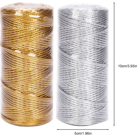 Fil d'étiquettes en or et argent de 1,5 mm, fil plat creux en or 16 brins, fil pour emballage cadeau C2-20, or 1,5 mm, bobine de 100 m (1/5)