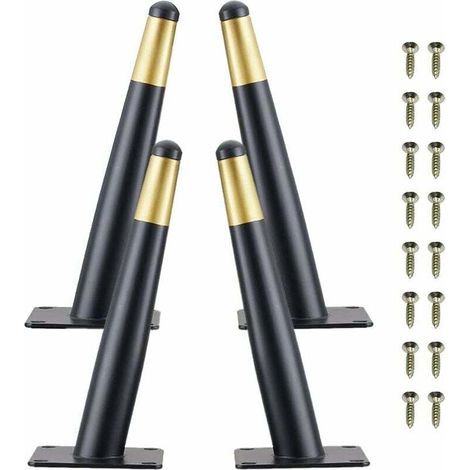 Pieds de Table en Métal, 4 Pièces Pieds de Meuble de Cône Pieds d'armoire Obliques avec Vis pour Canapé Table Basse Meuble TV et Autres Pieds de Meubles (20cm) (1/5)