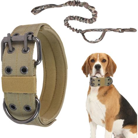Collier épais pour grands chiens, laisse réglable en nylon incluse, collier large pour chien