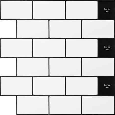 vidaXL Carreau de métro 20 pcs Blanc noir 30 x 30 cm