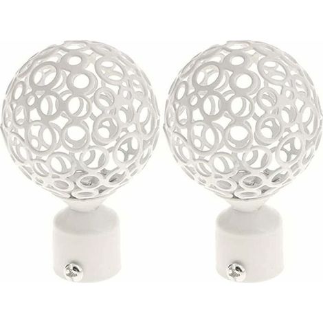 2pcs Embout Tringle à Rideaux 28mm Blanc, Paire Embout De Tringle à Rideau Draperie Rail PôLe TêTe Pour DéCoration Tringle à Rideau (1/4)