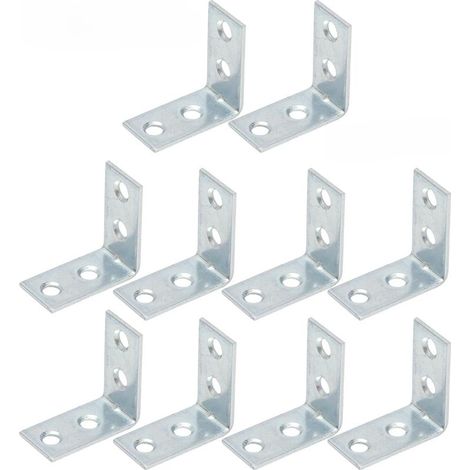 Lot de 10 équerres d'angle à angle droit pour meubles, armoire, joint en fer, table, chaise, connecteur d'angle 3 x 3 x 1,5 cm (1/5)
