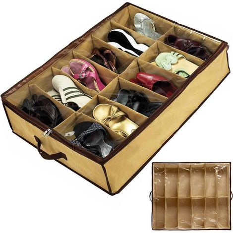 Boîte rangement chaussures avec housse pour 12 paires (1/4)